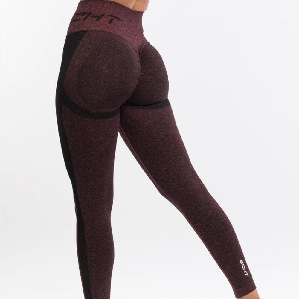ECHT | Red/Black High Waist Slim Fit Butt Scrunch Leggings Workout Fitness Gym
